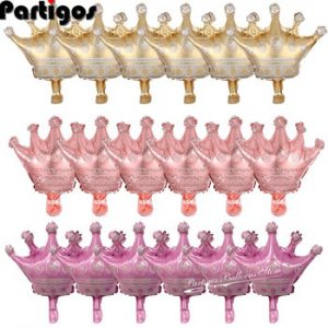 18pcs Mini Crown Aluminum Foil Balloons Gold Pink Blue Crown for Christmas Wedding Birthday Party Decoration Supplies 29x29cm