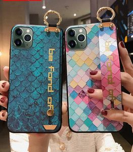 SoCouple For iPhone 11 Case Phone Holder Case for iPhone 11 12 pro max X Xs max XR 7 8 Plus se Flower TPU Wrist Strap Cover