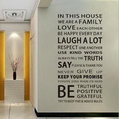 English Proverbs Wall Sticker Family House Rules Wall Stickers Decal Removable Decor Wallpapers DIY Poster Sticker for Kids Room