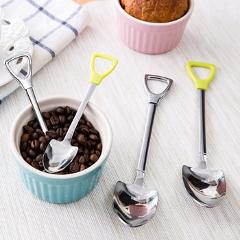 New Stainless Steel Shovel Shape Tea Coffee Sugar Spoon Ice Cream Dessert Spoon