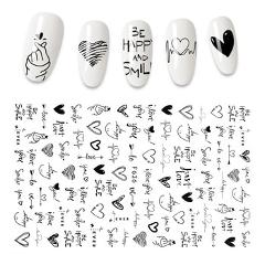 The New 3D Nail Sticker Cool English Letter stickers for nail  Foil Love Heart Design Nails Accessories Fashion Manicure Sticker