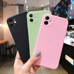 Lovebay New Silicone Candy Color Phone Case For iPhone 11 12 Pro X XR XS Max 8 7 6s Plus SE 2020 Lens Protection Soft Back Cover