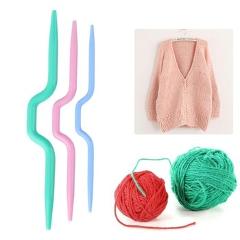 3pcs/set Plastic Twist Curved Needles Scarf Sweater Knitting DIY Handmade Weaving Tool Sewing Accessories Twist Curved Needles