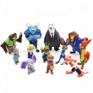 12Pcs/Set Disney Pixar Zootopia Cartoon Anime Figure Nick Fox Judy Zootropolis Utopia Animal Model Toys Dolls Kid Birthday Gift