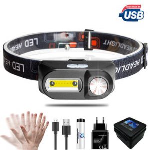 Portable LED Headlamp XPE+COB Headlight IR Induction 18650 Light USB Rechargeable Waterproof Camping Torch Powerful Head Lamp