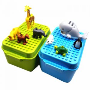 Compatible Big Animals Blocks with Storage Box Base Plate Cover Hollow Bricks Zoo Monkey Lion Whale for Kids Montessori DIY Toys