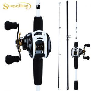 Sougayilang New Fishing Rod Reel Combo Portable  3 Sections   175CM Lure Fishing Rod and 9+1BB Baitcasting Reel Set