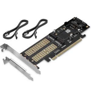 Onvian 3 in 1 NGFF and mSATA SSD Adapter Card M.2 NVME to PCIe 16X/M.2 SATA SSD to SATA III/mSATA to SATA Converter+2 SATA Cable