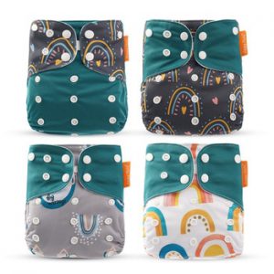 Happyflute 4pcs/Set Washable Eco-Friendly Cloth Diaper Cover Adjustable Nappy Reusable Cloth Diapers Cloth Nappy fit 3-15kg Baby