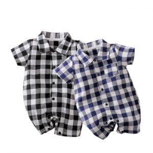 PatPat 2021 Spring Autumn Baby Romper Cotton Casual Classic Plaid Collar One Pieces Jumpsuit Clothing Two Colors Hot Sale 0-12M