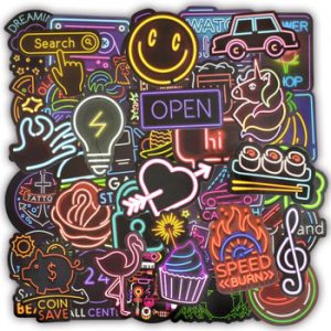 50 PCS Neon Stickers Gift Toys for Children Anime Cute Sticker to Laptop Skateboard Phone Guitar Suitcase Fridge Bike Car Decals