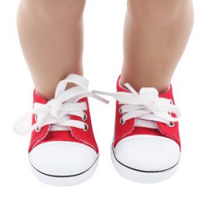 Fashion 43cm New Baby Doll Canvas Shoes Sneakers Shoes For 18 inch Girl Dolls Accessories Shoes Roundhead Lace-up Shoes Sock