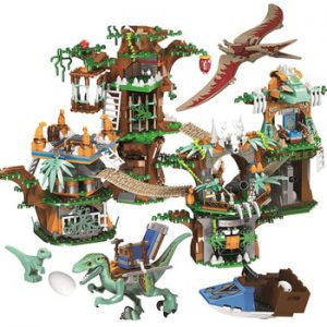 ERBO 1000pcs Jurassic World Dinosaur Tree House Building Blocks Jurassic World Park Figures Bricks sets Toys For Children gifts