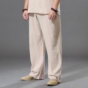 Pants Large Size Summer Men's Cotton Tall Big Sizes Wide Leg Linen Pant Oversized Jogger Trousers Male Plus Size Loose Pants Men