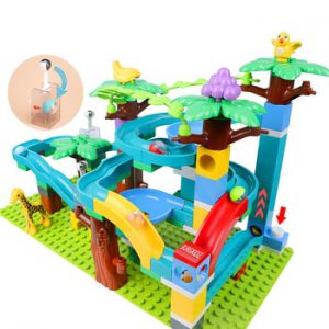 BURGKIDZ Marble Race Run Building Blocks Montessori Toys Marble Run Funnel Slide DIY Bricks Educational Toys For Children Gift