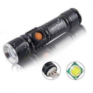 Goodland USB LED Flashlight Rechargeable LED Torch Light Lanterna T6 High Power Battery Lantern Tactical Flashlight for Bicycle