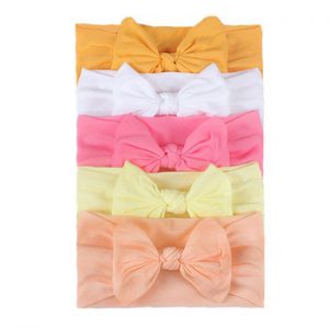 5 Pcs/Set Baby Girl Headband Bows Elastic Headbands Hair Band For Girls Solid Color Kids Toddler Turban Baby Hair Accessories