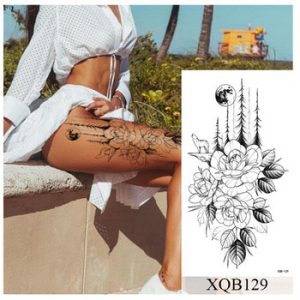 Waterproof Temporary Tattoo Sticker Flower Rose Flash Tattoos Lalash Tattoos Snake Lion Body Art Arm Fake Sleeve Tatoo Women