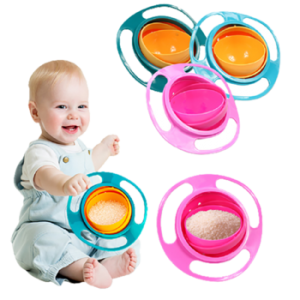 Universal Gyro Bowl Practical Design Children Rotary Balance Novelty Gyro Umbrella 360 Rotate Spill-Proof Solid Feeding Dishes