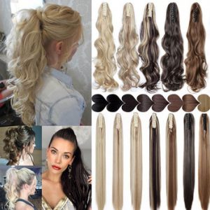 S-noilite 12-26inch Claw Clip On Ponytail Hair Extension Synthetic Ponytail Extension Hair For Women Pony Tail Hair Hairpiece