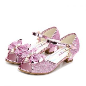 New Princess Children Shoes For Girls Pu Leather Bowknot High-heeled Sandals Girls Party kids Sandals Dress Shoes Size 26-36