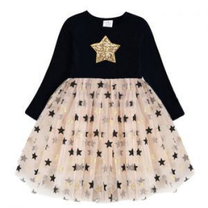 Kids Autumn Winter Dresses for Girls Star Sequins Princess Dress Girls Long Sleeve Party Vestidos Baby Girl Children Clothing