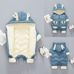 OLEKID 2020 Baby Winter Snowsuit Plus Velvet Thick Baby Boys Jumpsuit 0-2 Years Newborn Romper Baby Girls Overalls Toddler Coat