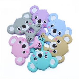 Joepada 1pc Silicone Teethers Food Grade Tiny Rod Cartoon Animals Koala Teether DIY Baby Teething Necklace Baby Shower Gifts Toy