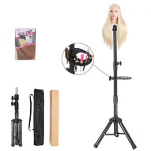 Black Tripod for Wigs Head Stand Adjustable Wig Stand for Mannequin Training Head Holder Hairdressing Clamp Tripod Stand Holder