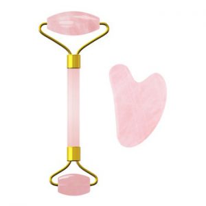 Rose Quartz Massage Roller Gouache Scraper for Facial Massage 100% Natural Jade Guasha Scraper Face Massage Roller