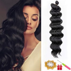 Leeons Freetress Water Wave Braiding Hair Crochet Braid Extensions  9 / 20Inch Ocean Wave Crochet Hair Canecalon Synthetic Hair