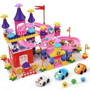 BURGKIDZ My First Castle Building Blocks Compatible Big Blocks Marble Run Kids Blocks Figures Cars Track Toys For Girls Boys