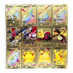 Pokemon New Charizard Pikachu GX MEGA Gold Metal Card Super Game Collection Anime Cards Toys for Children Christmas Gift