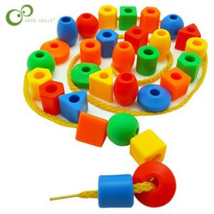 50pcs Beads Toys Geometric figurebeads Stringing Threading Beads Game Education Toy for Baby Kids Children Crafts Beads Toy ZXH