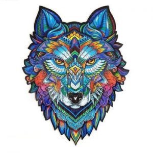 Unique Wooden Puzzle animal Jigsaw Puzzles Mysterious Wolf Puzzles Gift For Adults Kids Educational Puzzle Gift Interactive Toy