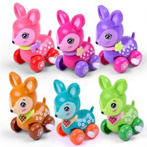 Balleenshiny Clockwork Spring Toy Mini Funny Colorful Toy Baby Kid Dear Style Wind Up Running Gift Random Color for Newborn Baby