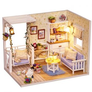 Doll House Furniture Diy Miniature 3D Wooden Miniaturas Dollhouse Toys for Children Birthday Gifts Casa Kitten Diary H013