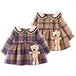 2021 Fall Newborn Baby Girl Dress Clothes Toddler Girls Princess Plaid Birthday Dresses For Infant Baby Clothing 0-2y Vestidos