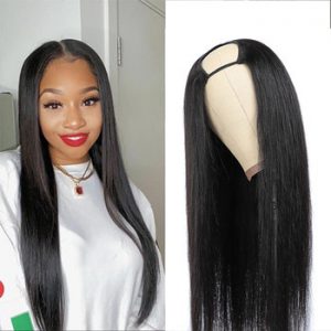 U Part Wigs Human Hair Brazilian Natural Hair Straight Wigs For Black Women U Shape Glueless Remy Hair Wig Can Be Permed & Dye