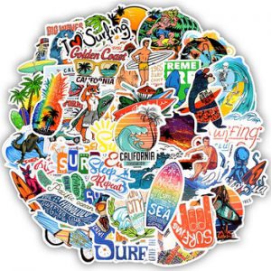 50 PCS Outdoor Surfing Stickers Summer Sports Tropical Beach Surfing Waterproof Stickers to DIY Surfboard Car Skateboard Sticker