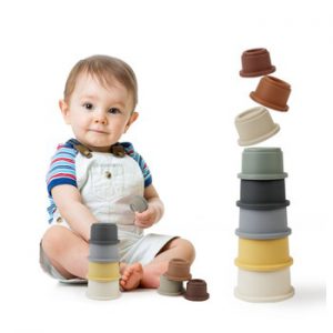 8PCS Baby Stacking Cup Funny Toys Color Rainbow Stacking Ring Tower Toys Early Educational Intelligence Toy