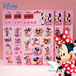 Disney 3D Puffy Bubble Stickers Minnie Mickey Anime Cartoon Scrapbooking Cup Waterproof Sticker Boy Girl Kid Teacher Reward Gift