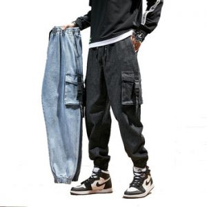 Men Joggers Cargo Denim Pants Baggy Harem Japanese Streetwear Styke Male Ankle Harajuku Casual Hip Hop Jeans Trousers Men