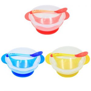 Temperature Sensing Feeding Spoon Child Tableware Food Bowl Learning Dishes Service Plate/Tray Suction Cup Baby Dinnerware Set