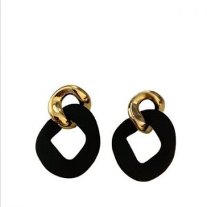 S925 needle Fashion Jewelry Drop Earrings New Design Resin Golden Plating Matte Black Earrings For Women Lady Party Gifts