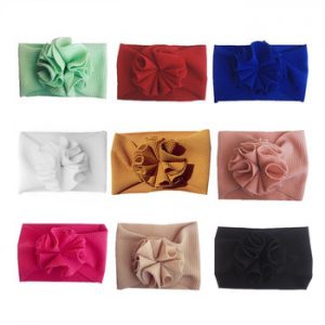 Lovely Flower Baby Headband Headwrap Elastic Baby Gilrs Hair Bands Turban Wide Solid Color Hairband Baby Hair Accessories