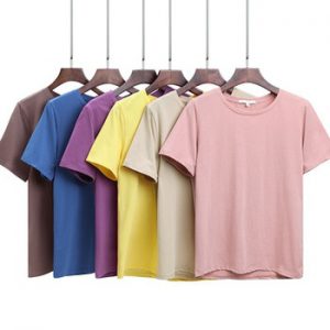 WOTWOY 2020 Summer Cotton T Shirt Women Loose Style Solid Tee Shirt Female Short Sleeve Top Tees O-Neck T-shirt Women 12 Colors