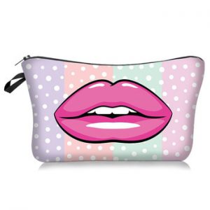 FUDEAM Polyester Lip Print Pattern Portable Women Travel Storage Bag Toiletries Organize Cosmetic Bag Female MakeUp Bag Wash Bag