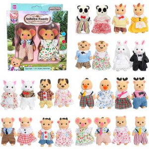 17PC Forest Small Animal Family Play House Mini Villa Doll Flocking Family Parenting Scene Child Birthday Toy Gift