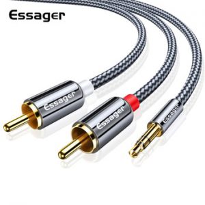 Essager RCA Audio Cable Jack 3.5 to 2 RCA Cable 3.5mm Jack to 2RCA Male Splitter Aux Cable for TV PC Amplifiers DVD Speaker Wire